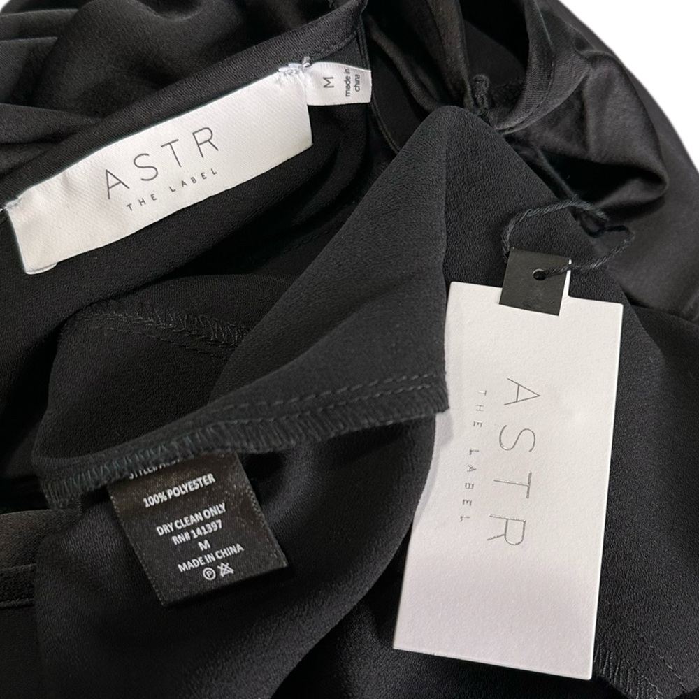 ASTR THE LABEL Kendra Cold Shoulder Satin Maxi Dress, Black, Medium - Picture 13 of 13